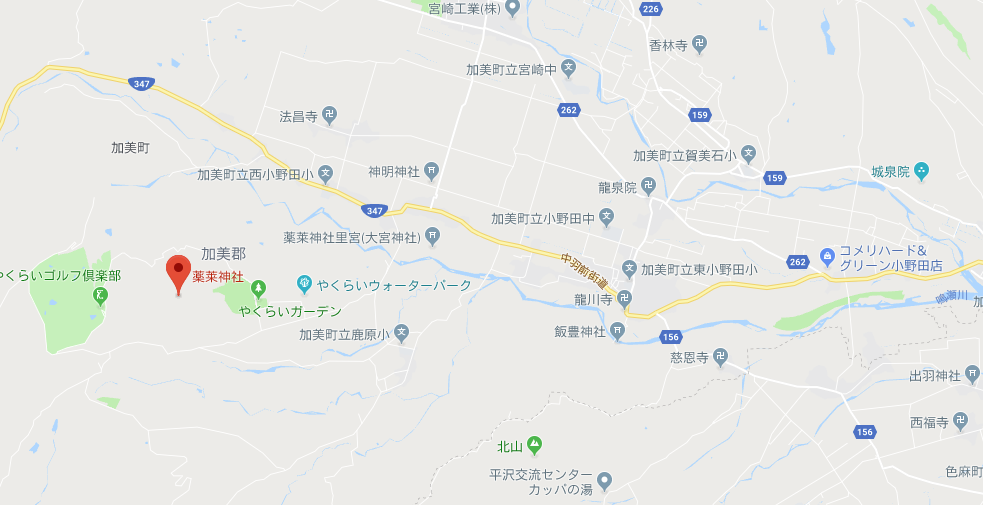 宮城県加美郡　薬莱神社の地図
