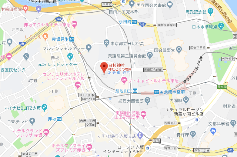東京都千代田区　日枝神社の地図