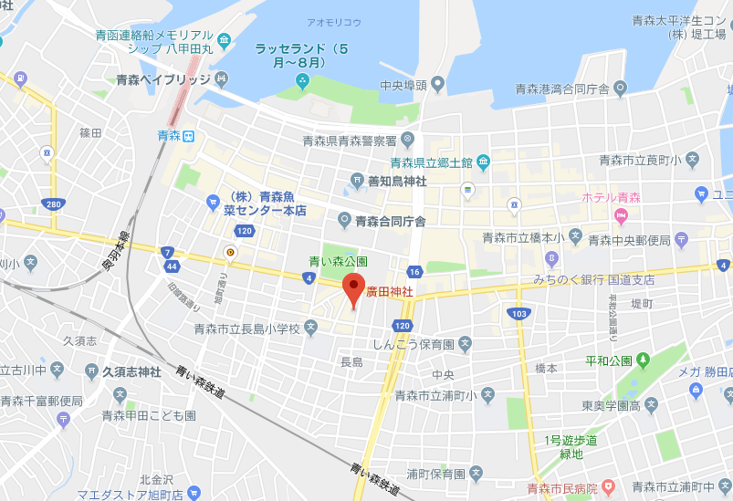 青森県青森市　廣田神社の地図