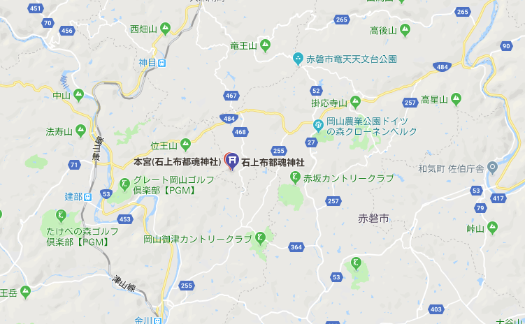 岡山県赤磐市石上布都魂神社の地図
