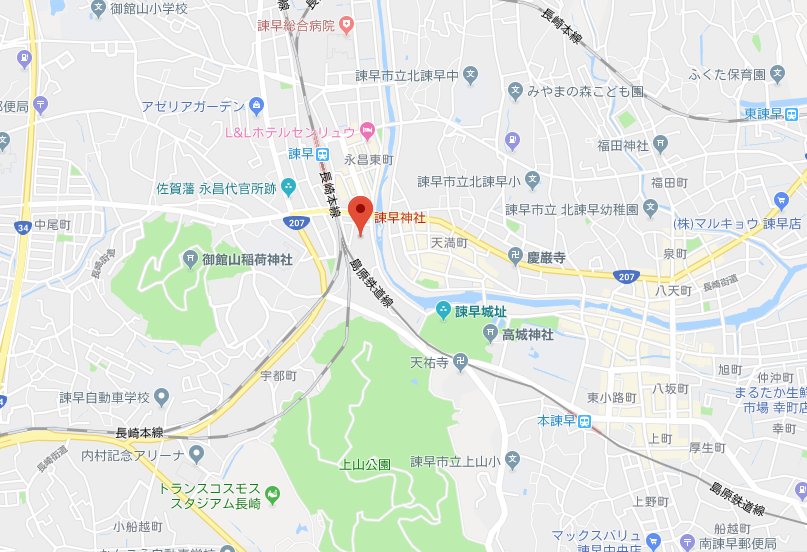 長崎県諫早市　諫早神社の地図