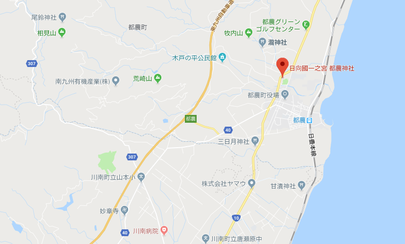 宮崎県児湯郡都　都農神社の地図