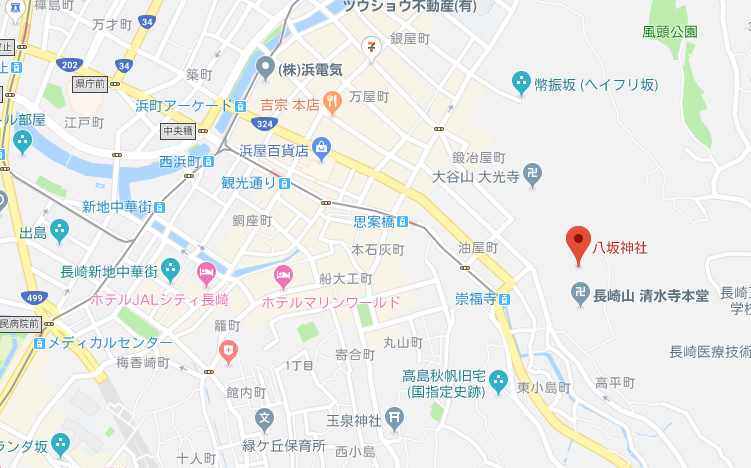 長崎県八坂神社の地図