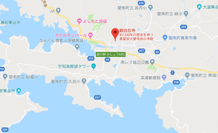 愛媛県宇和郡　平城山観自在寺の地図